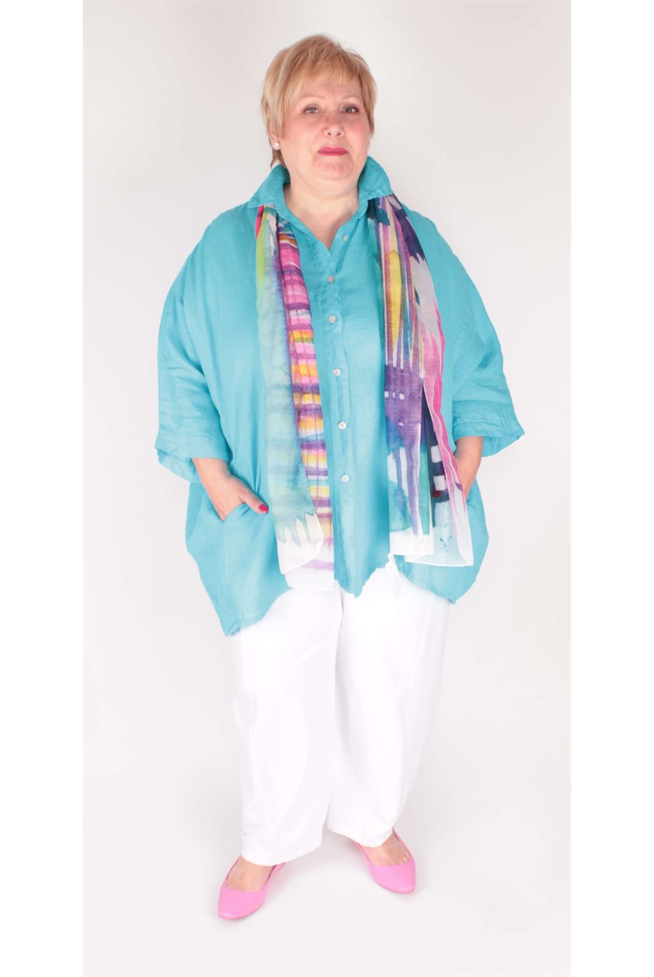 Blouse en Lin Aqua